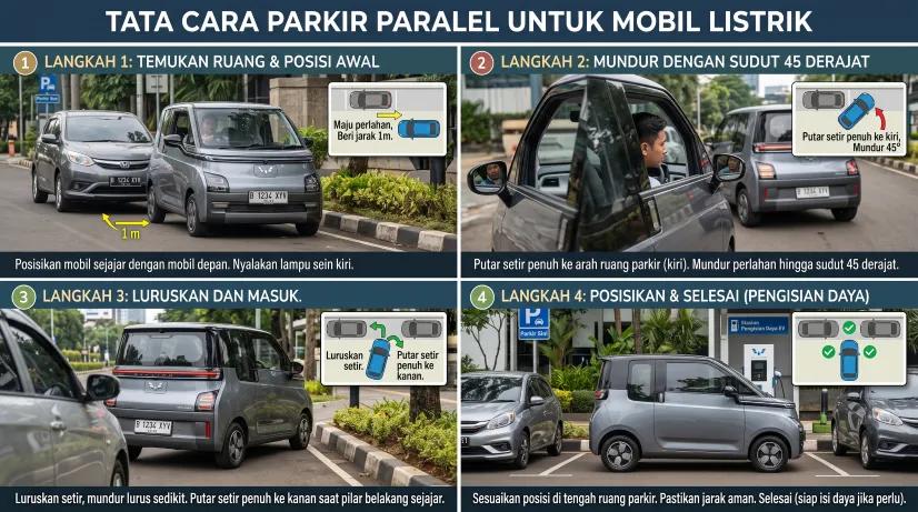 Cara Mobil Listrik Parkir Paralel yang Benar, Aman, dan Bisa Didorong
