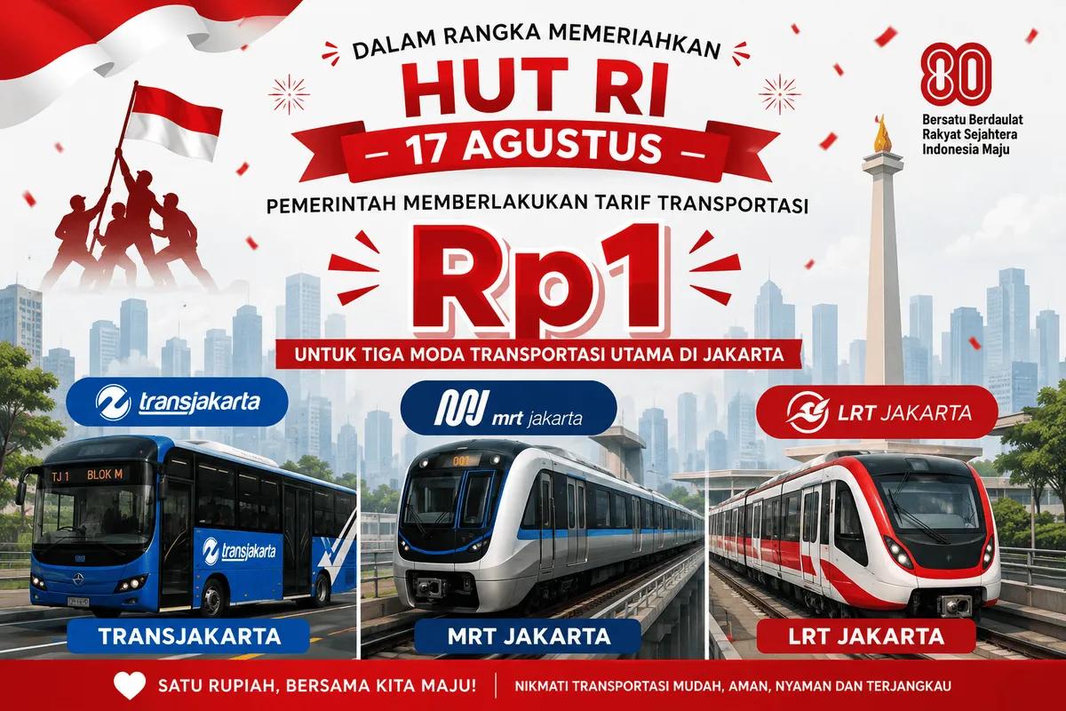 Tarif Transportasi Rp1: Promo Spesial Transjakarta, MRT, dan LRT pada 17 Agustus